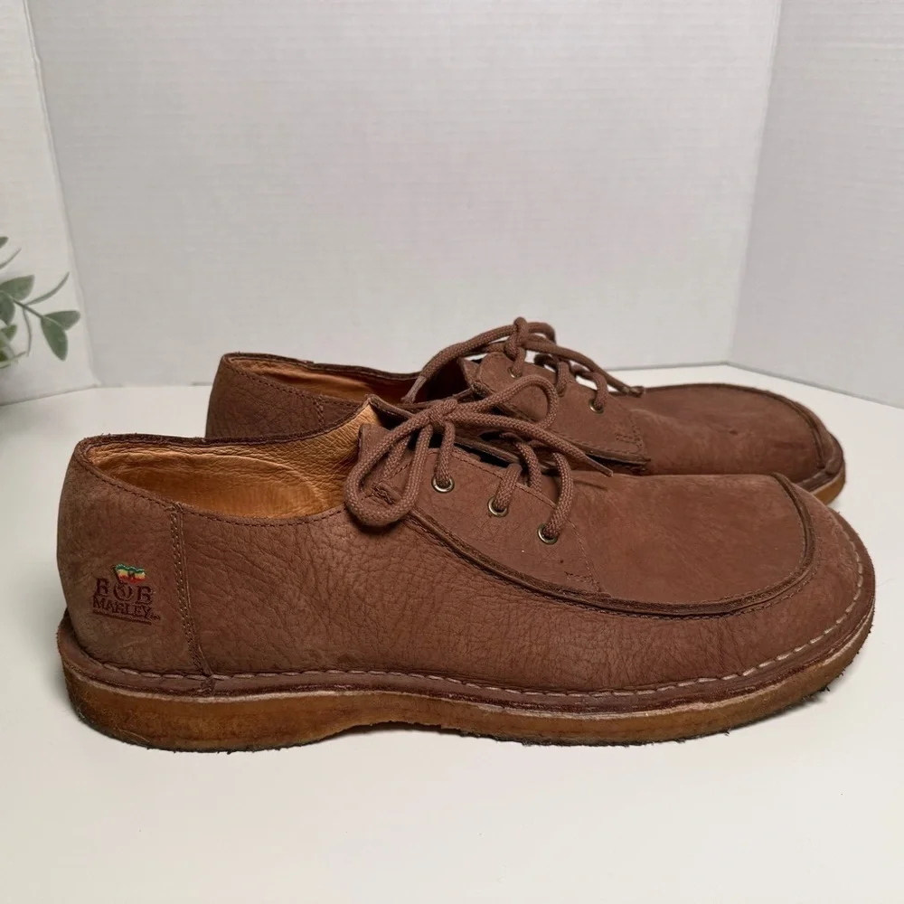 Vintage Bob Marley Brand Low Top Leather Moc Toe Embroidered Lace Up Shoes US 13